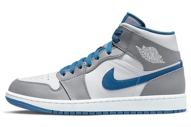 Air Jordan 1 Mid "Cement Grey True Blue" – Grey/White/Blue