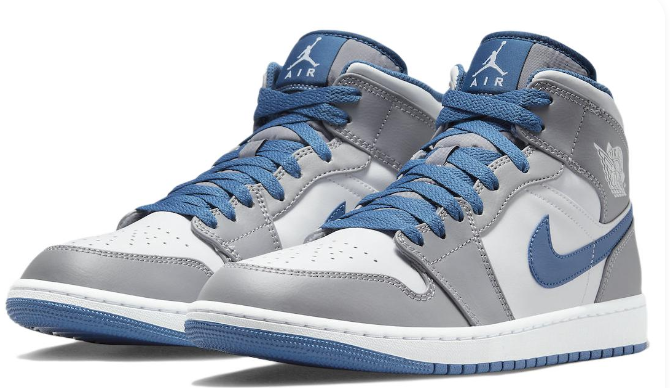 Air Jordan 1 Mid "Cement Grey True Blue" – Grey/White/Blue