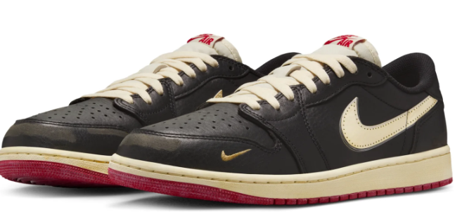 Nigel Sylvester x Air Jordan 1 Retro Low OG "Better With Time" – Black/Muslin/Red